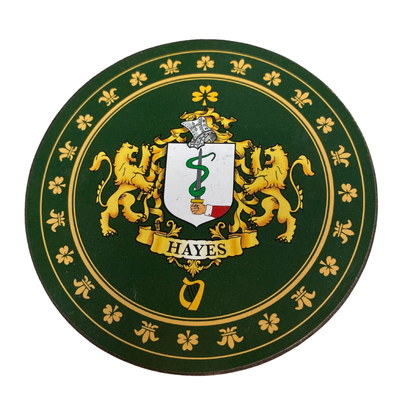 Hayes Family Surname Crest Coaster