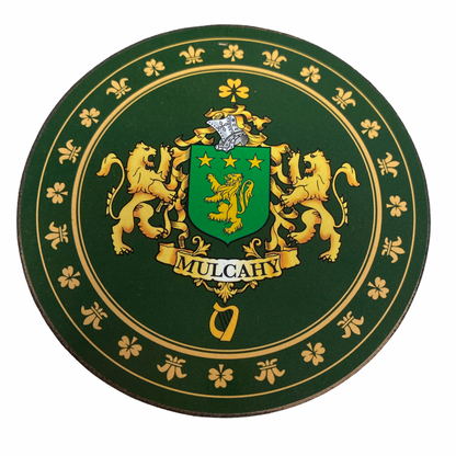 Mulcahy Family Surname Crest Coaster