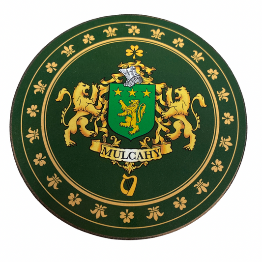 Mulcahy Family Surname Crest Coaster