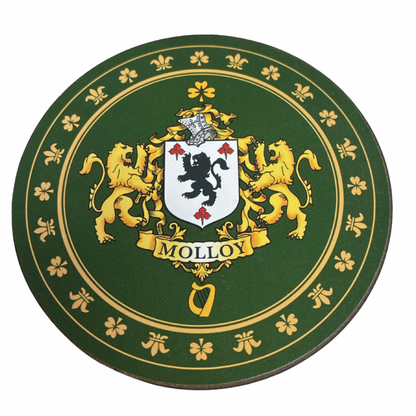 Molloy Family Surname Crest Coaster