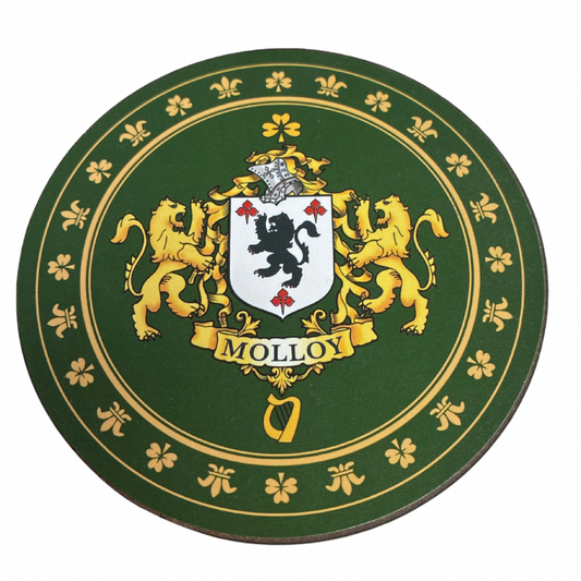 Molloy Family Surname Crest Coaster