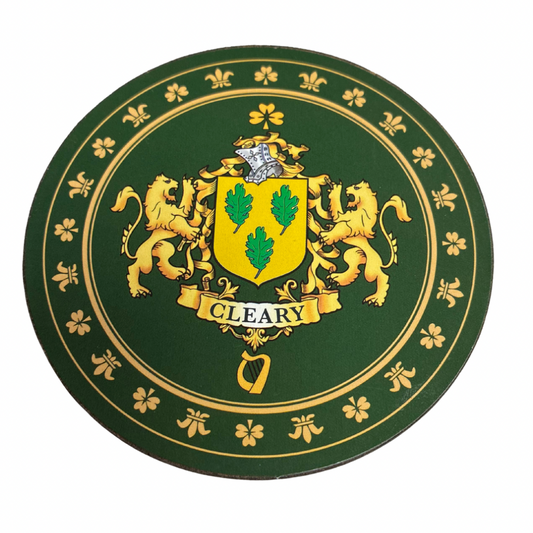 Cleary Family Surname Crest Coaster