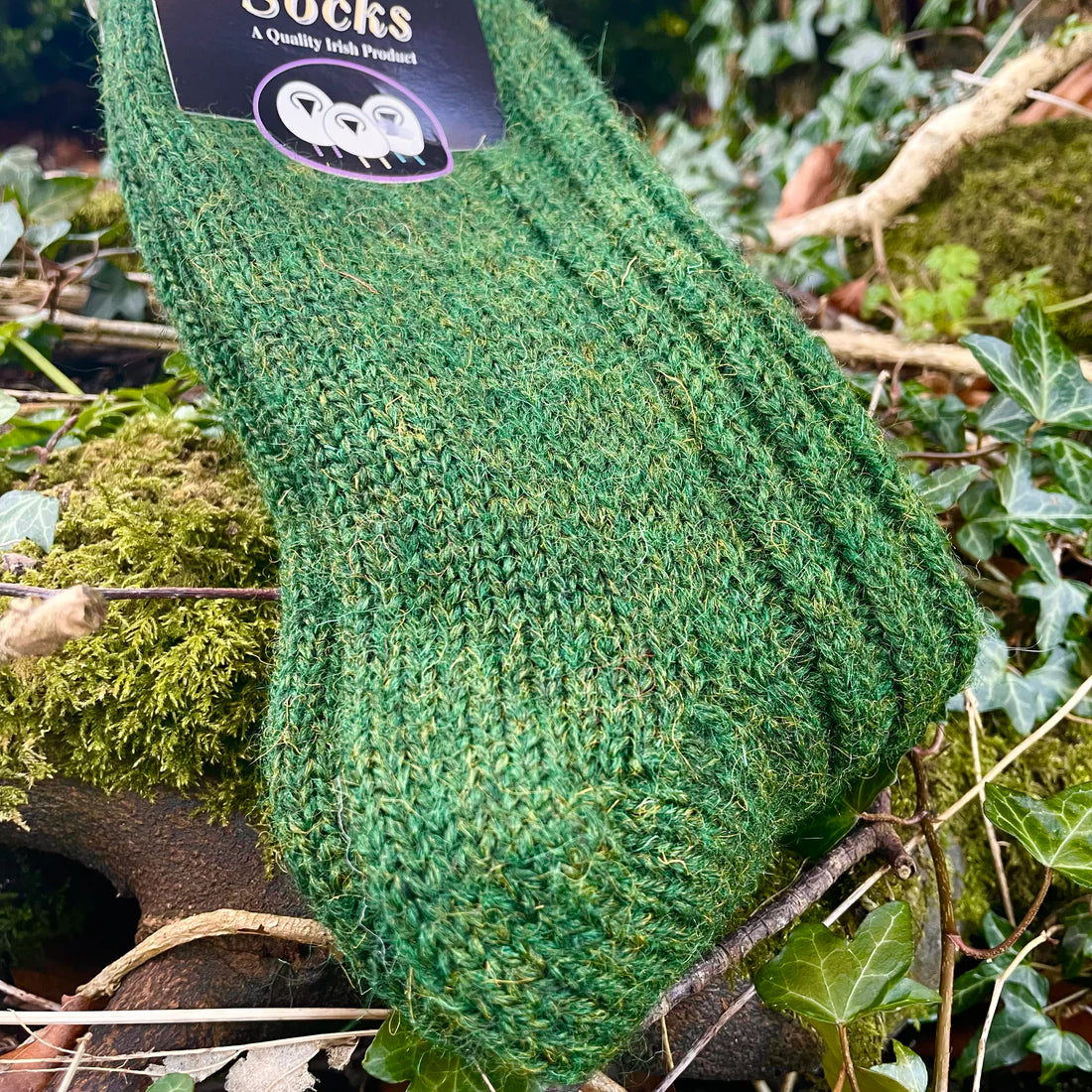 Connemara Merino Wool Green Tweed Socks