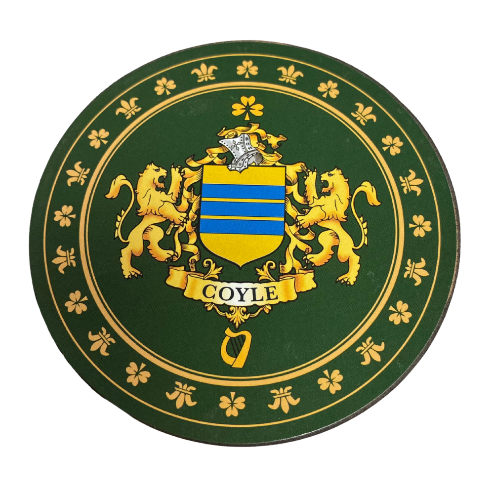 Coyle Family Surname Crest Coaster
