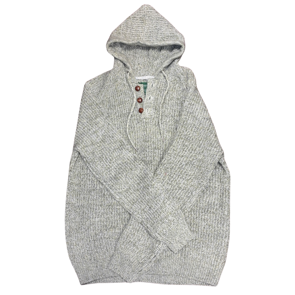 Men’s Wool Blend Ribbed Hooded Sweater