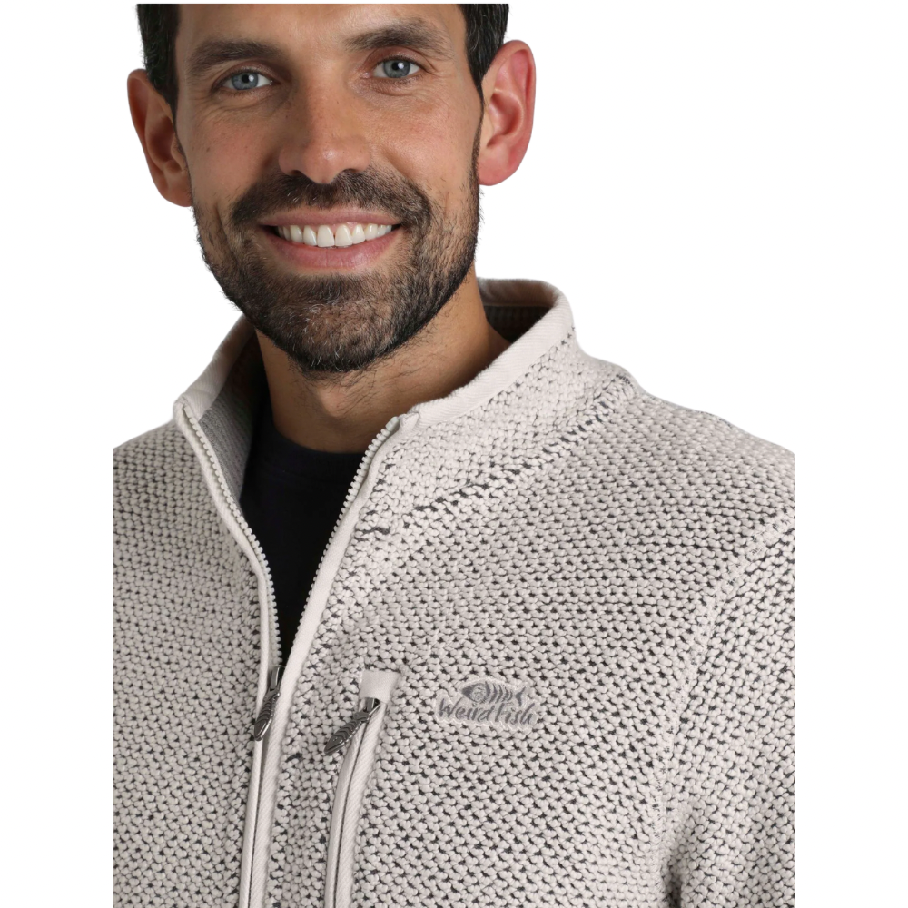 Weird Fish Mens Transom Full Zip Macaroni Cream Sweatshirt