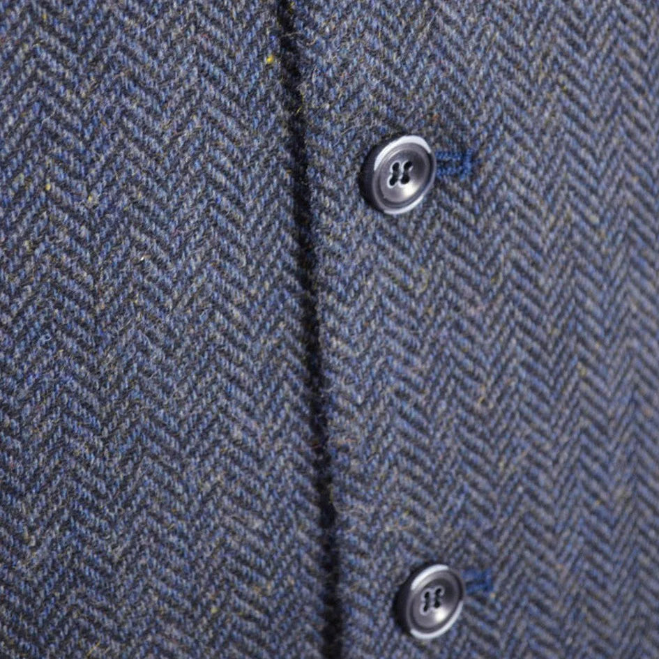 Emerald Isle Men's Tweed Herringbone Waistcoat Navy Blue