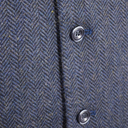 Emerald Isle Men's Tweed Herringbone Waistcoat Navy Blue