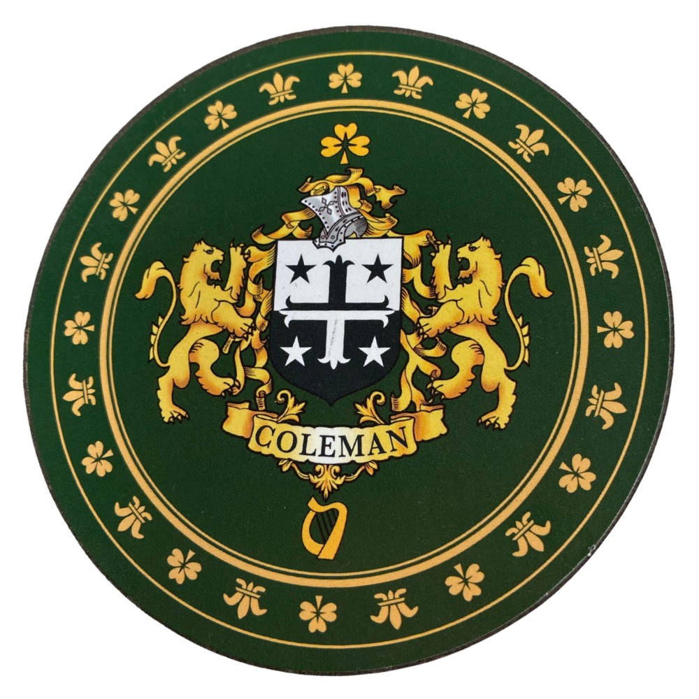 Coleman Family Surname Crest Coaster