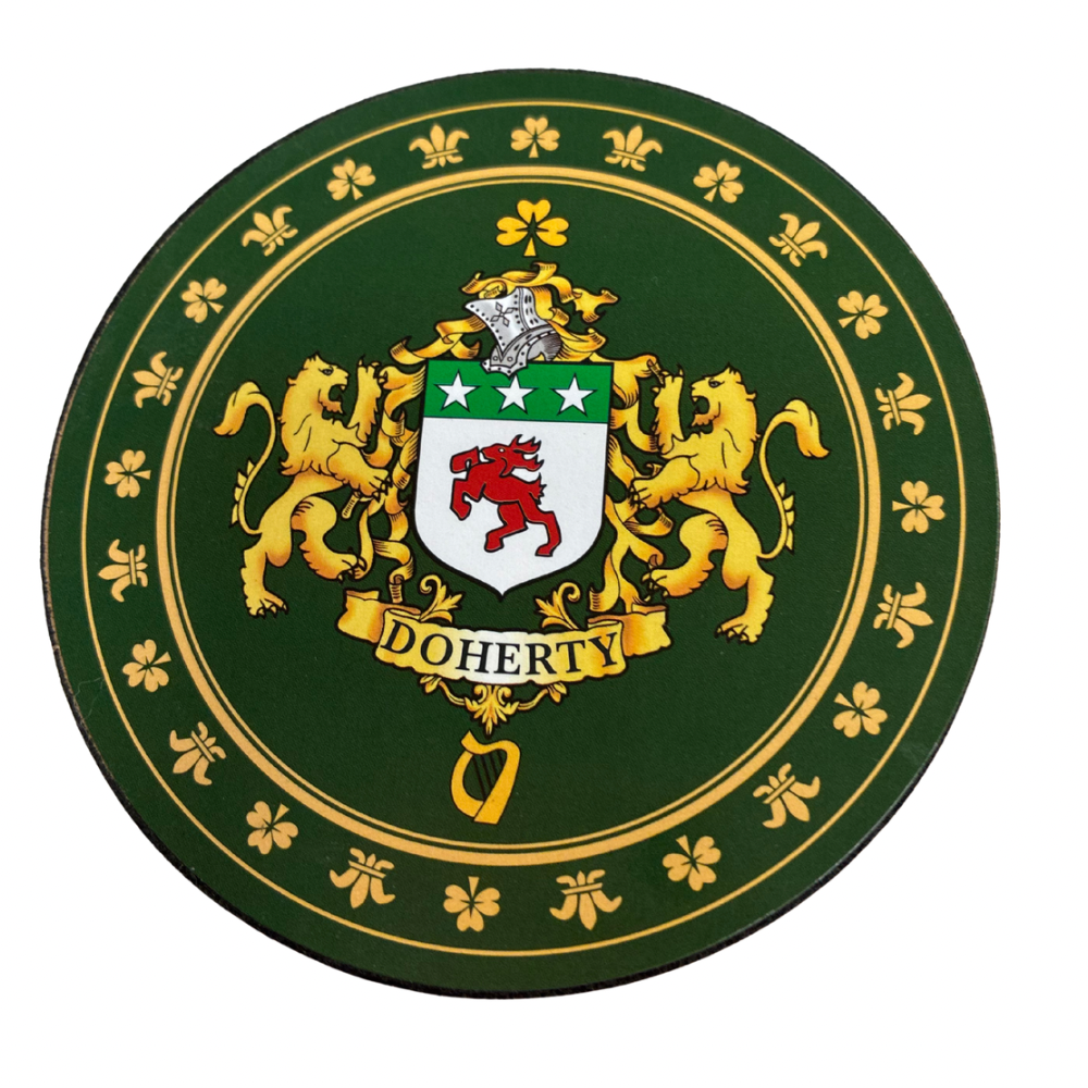 Doherty Family Surname Crest Coaster