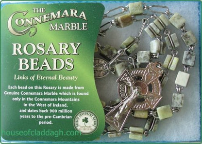 Connemara Marble Square Rosary Beads in Gift Box