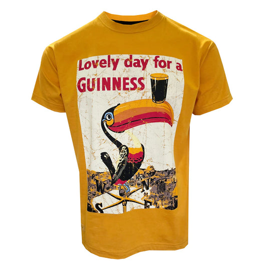 Guinness Gold coloured Vintage Lovely Day Toucan Unisex T-Shirt