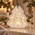 Newgrange Living White and Gold Ceramic Christmas Nativity Scene Ornament in gift box