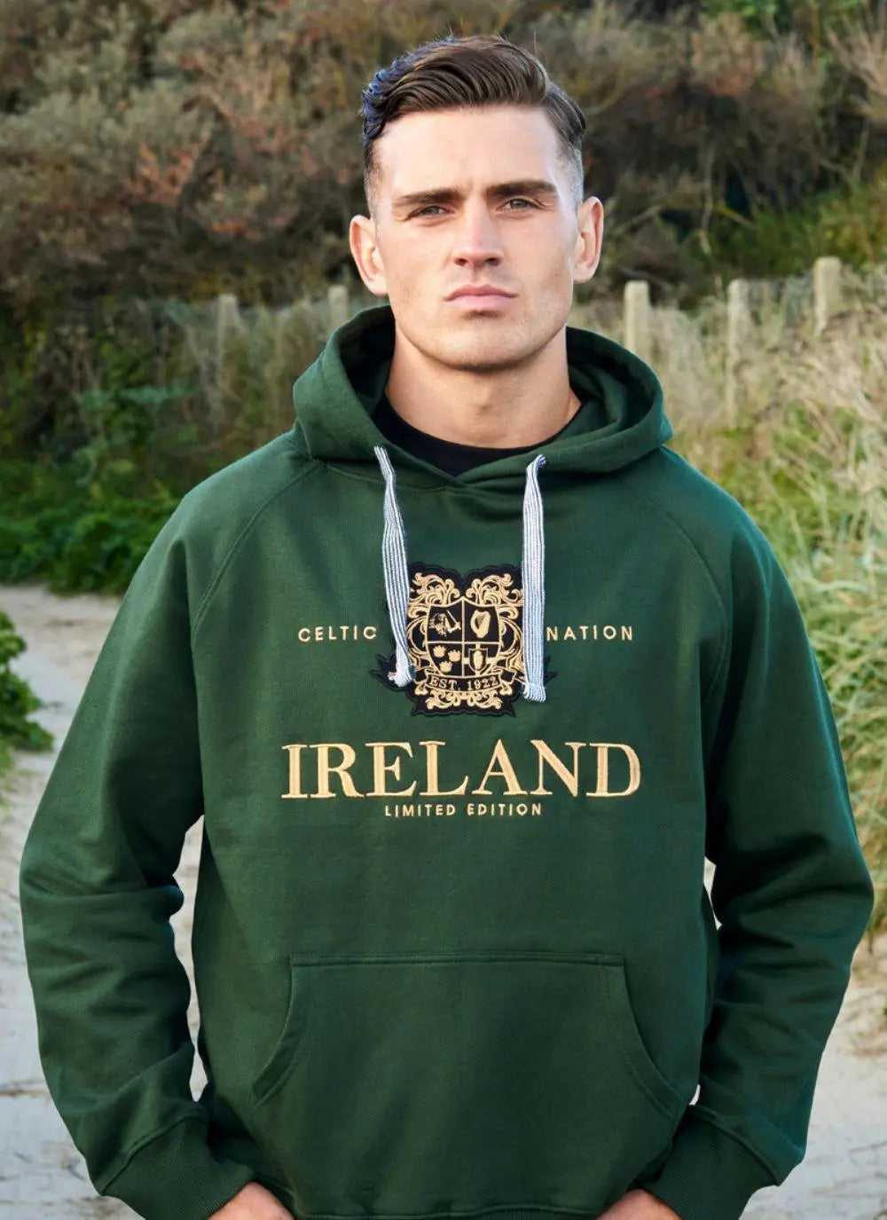 Bottle Green Ireland Embroidered Unisex Hoodie