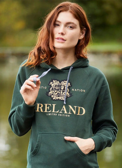 Bottle Green Ireland Embroidered Unisex Hoodie