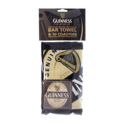 Guinness Bar Towel & 10 Coaster ST. James Gate Dublin Pack