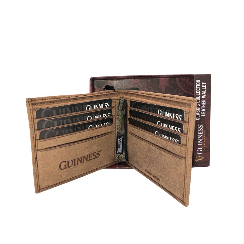 Guinness Brown Leather Wallet With Classic Collection Label Design