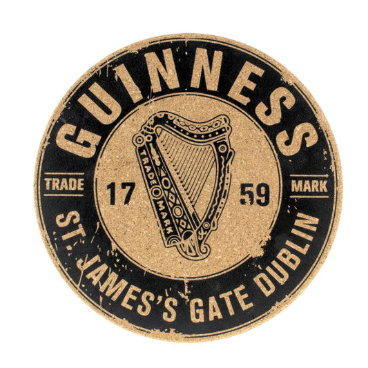 Large Guinness Cork Placemat With 1759 St. James's Gate Harp Design