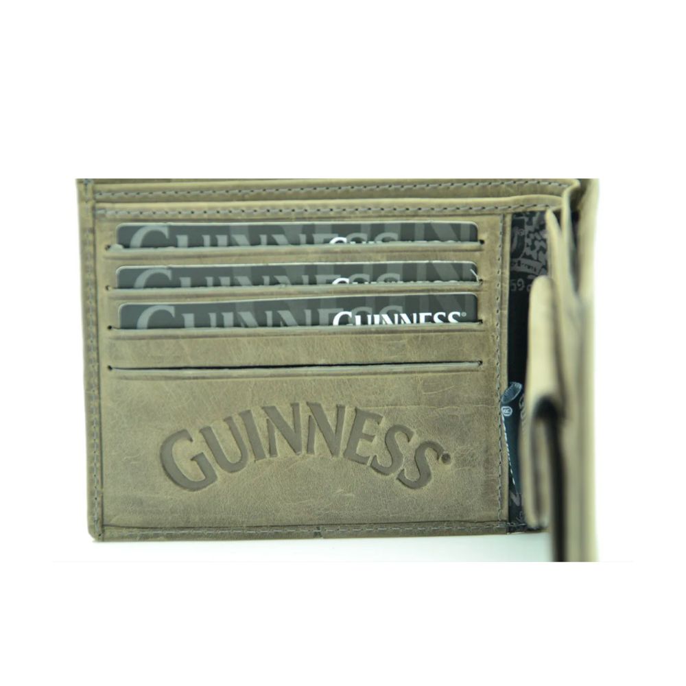 Guinness Green Leather Wallet with Embossed Wings