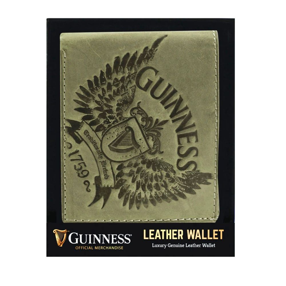 Guinness Green Leather Wallet with Embossed Wings