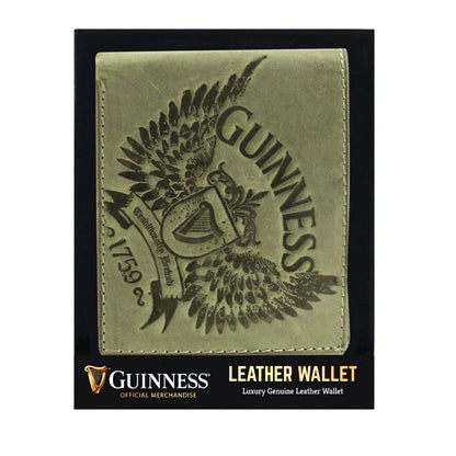 Guinness Green Leather Wallet with Embossed Wings
