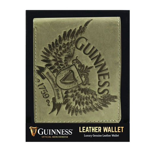Guinness Green Leather Wallet with Embossed Wings