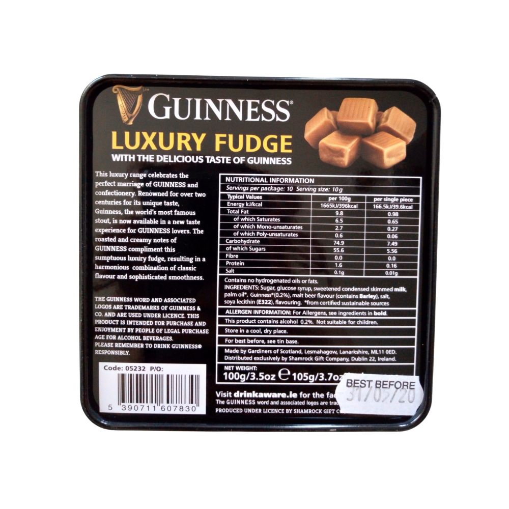 Guinness Luxury Fudge Tin 100g with Vintage Design