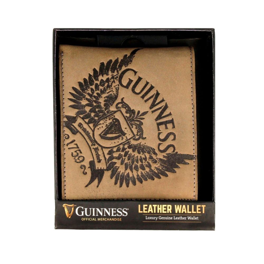 Guinness Tan Leather Wallet with Embossed Wings