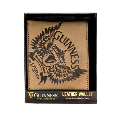 Guinness Tan Leather Wallet with Embossed Wings