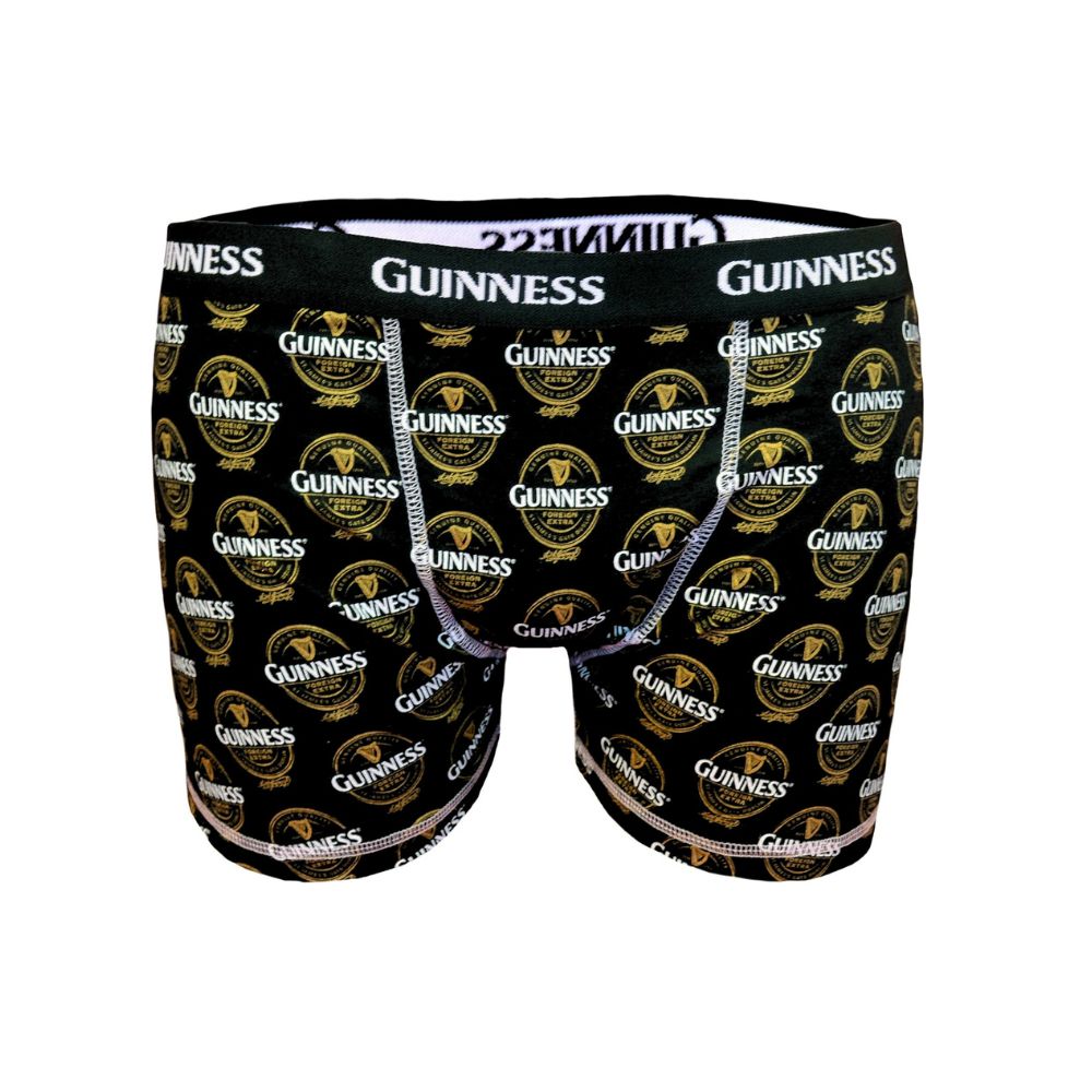Guinness With Bottle Labels Black Boxer Shorts