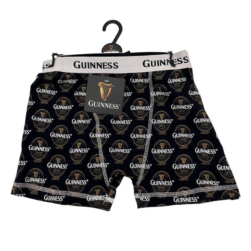 Guinness With Bottle Labels Black Boxer Shorts