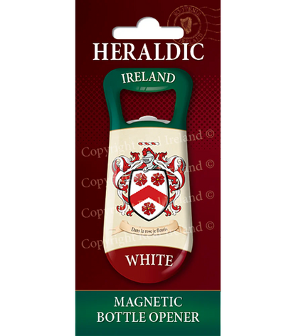 White Heraldic Fridge Magnet Bottle Opener