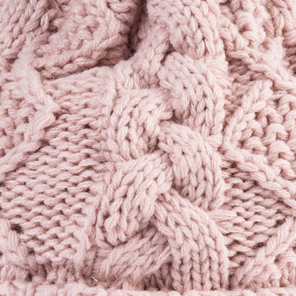 Aran Traditions Beanie with Faux Fur Bobble Hat and 3 Buttons Pink Colour