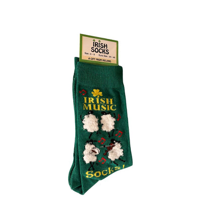 Irish Music Sheep Socks Green