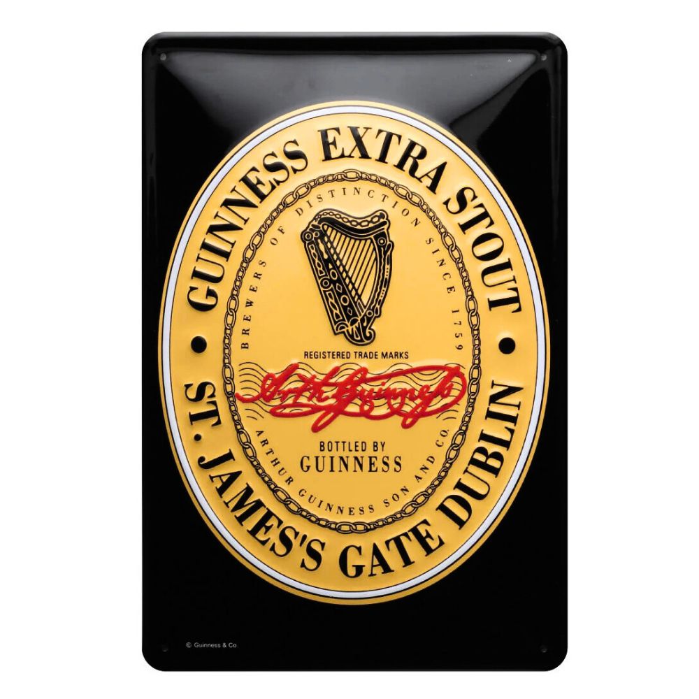 Iconic Guinness Heritage Label Logo Metal Bar Sign