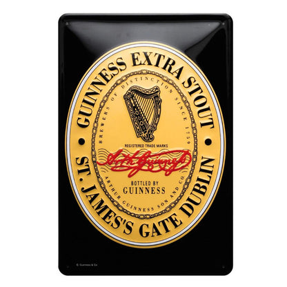 Iconic Guinness Heritage Label Logo Metal Bar Sign