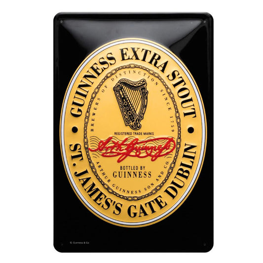 Iconic Guinness Heritage Label Logo Metal Bar Sign
