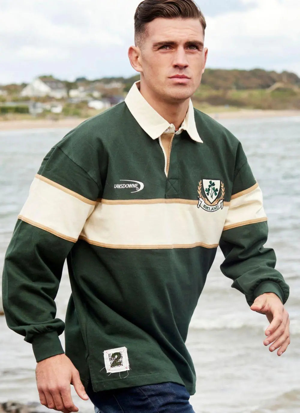 Ireland Landsdowne Three Shamrock Long Sleeve Collared Rugby Shirt