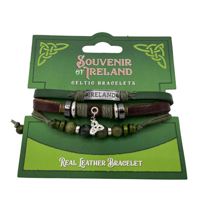 Irish Handcrafted Leather Bracelet with Celtic Knot Charm