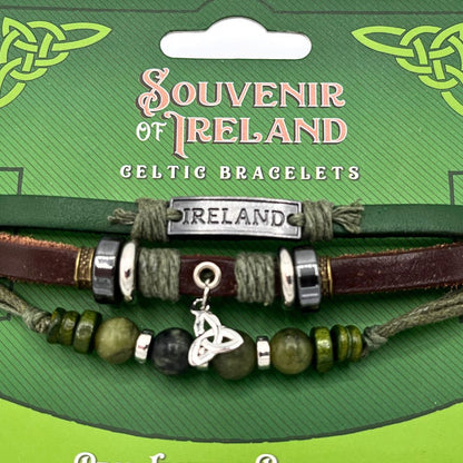 Irish Handcrafted Leather Bracelet with Celtic Knot Charm