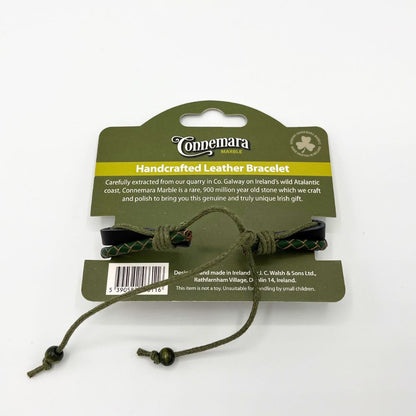 Irish Handcrafted Leather Bracelet with Shamrock Charm