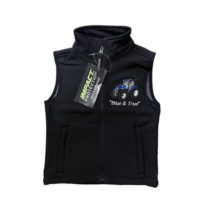 Kids Impact Black Softshell Water resistant Gilet