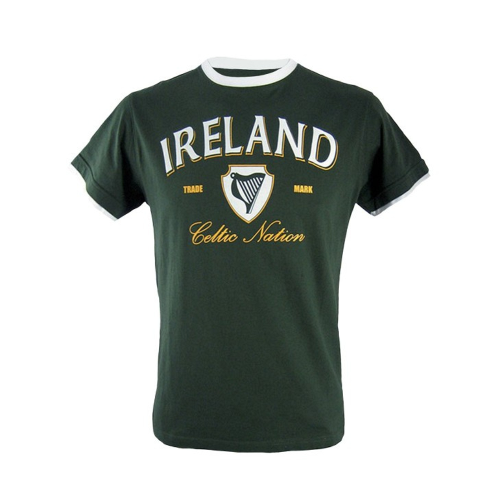 Lansdowne Ireland Ringer T-shirt in Bottle Green & White