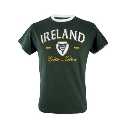 Lansdowne Ireland Ringer T-shirt in Bottle Green & White