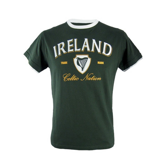 Lansdowne Ireland Ringer T-shirt in Bottle Green & White