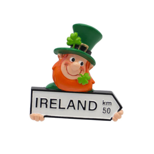 Leprechaun Holding Ireland Road Sign Fridge Magnet