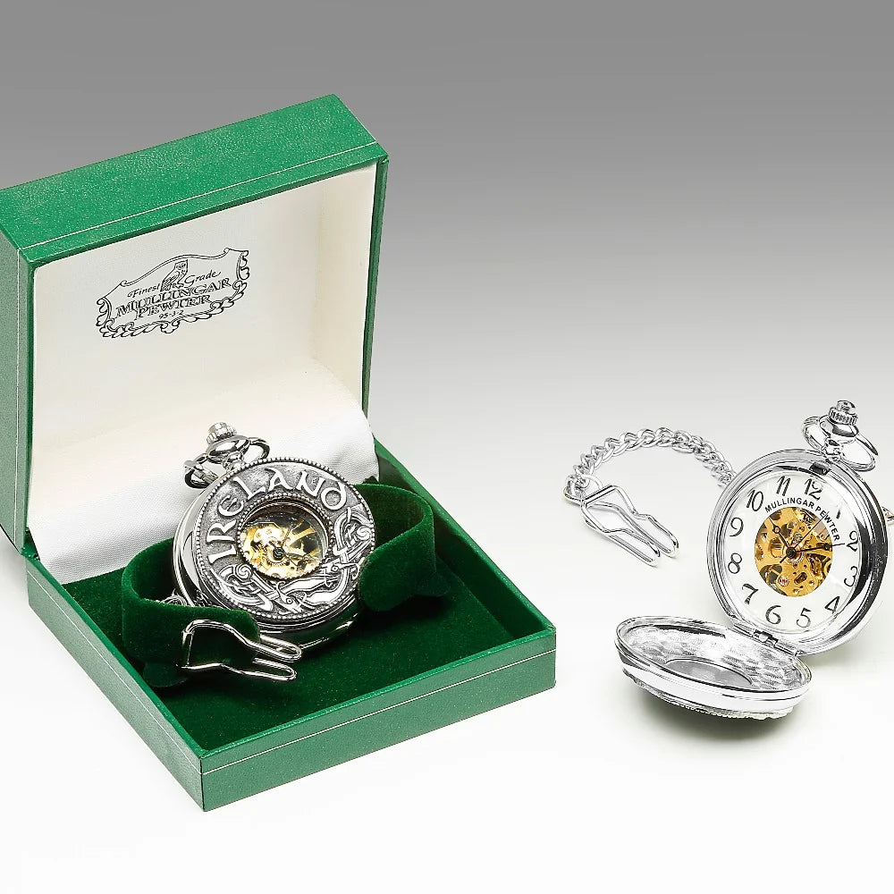 Pocket Watch With Ireland Design by Mullingar Pewter