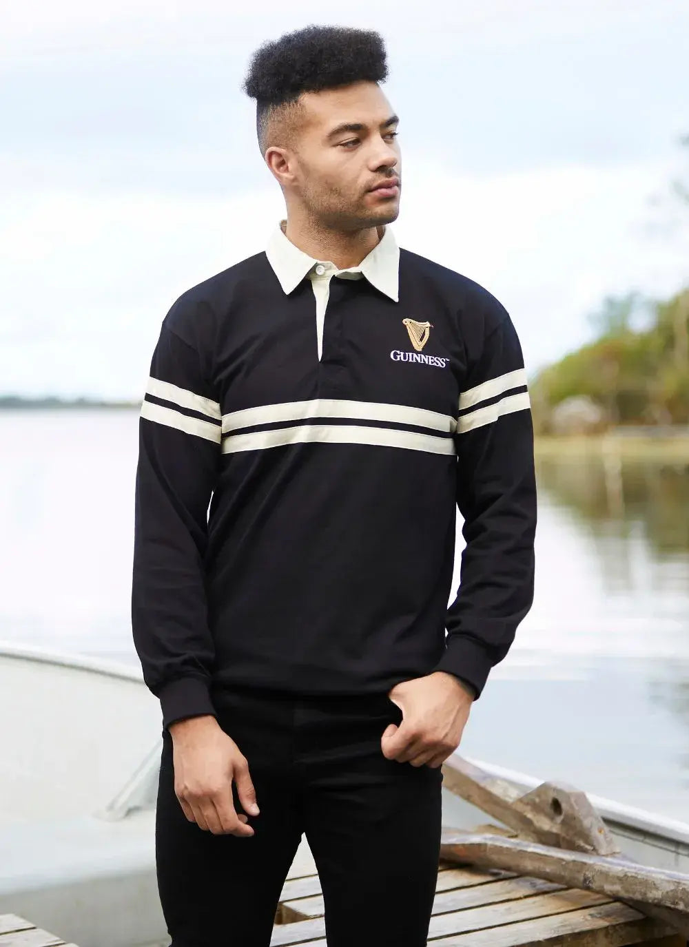 Guinness Double Stripe Long Sleeve Rugby Shirt