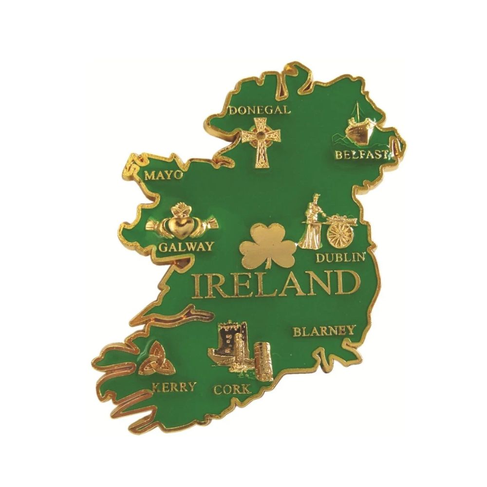 Metal Ireland Map Fridge Magnet
