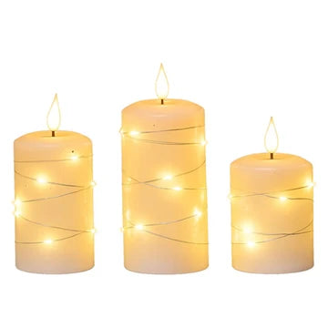 Newgrange Living Cinnamon Vanilla Fragranced LED Ivory Candle Set 3